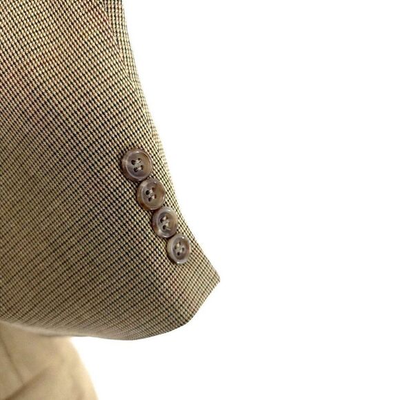 Brooks Brothers 346 Silk Wool 2 Button Sport Coat 42S Brown Tan Check Blazer - Picture 4 of 14